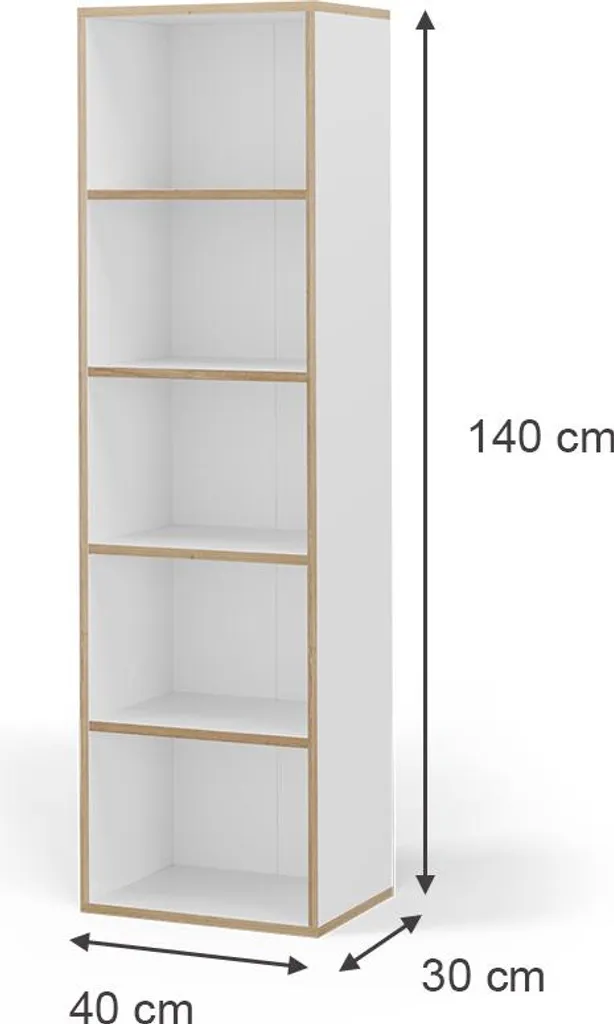 Bibliothèque gain de place Vicco Tetrix blanche pour petits espaces 140cm