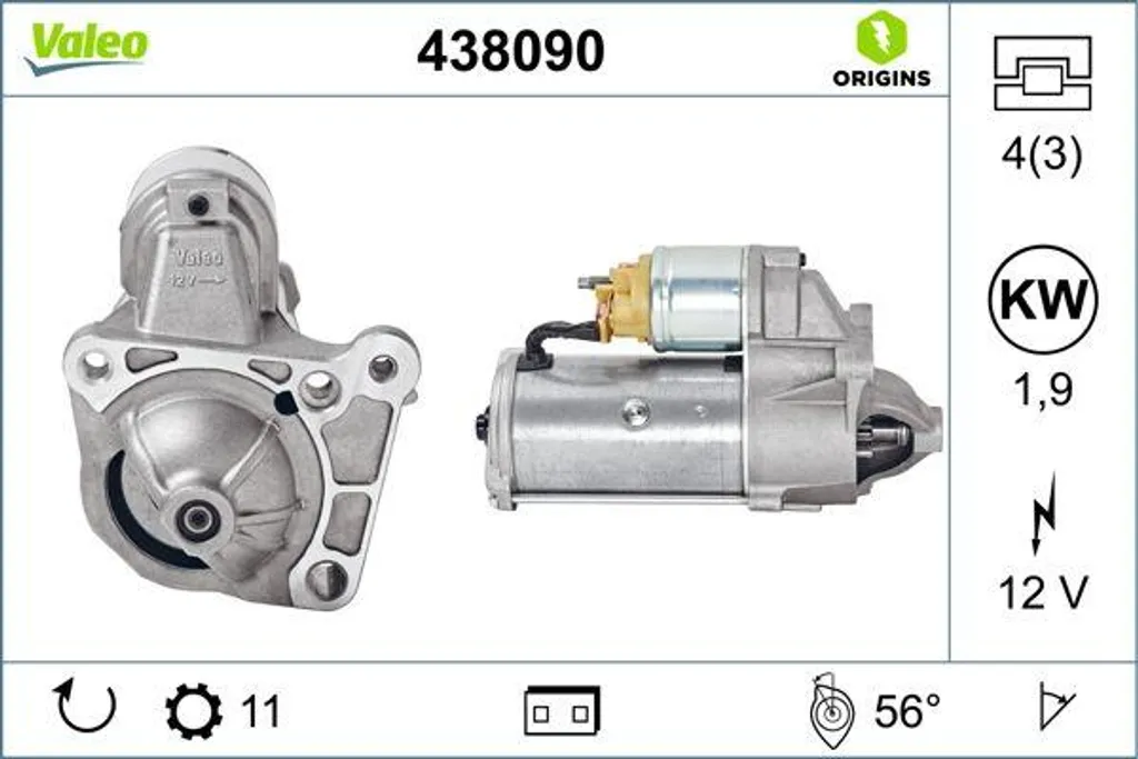 Démarreur Valeo 438090 OE MW30620657 pour Renault Master et Megane