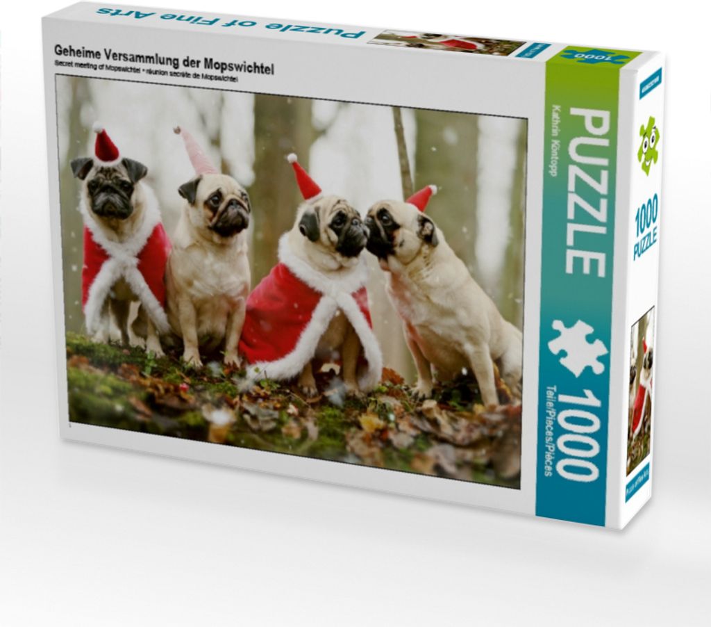 Calvendo Geheime Versammlung der Mopswichtel 1000 Teile Puzzle quer 640x480mm, Köntopp Kathrin; 7340270