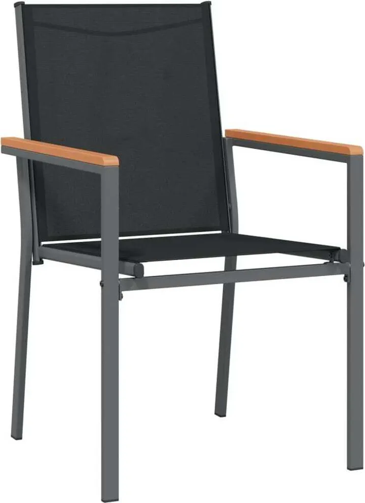 Chaises Extérieures Design en Textilène et Acier Noir Résistant - 2 pcs