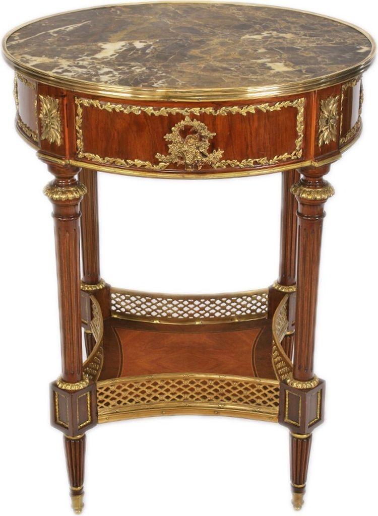 Casa Padrino Barock Beistelltisch mit Marmorplatte - Luxus Beistelltisch