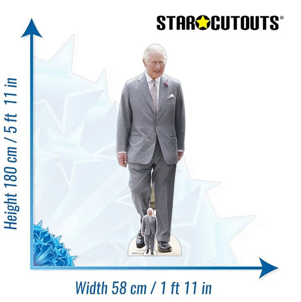 Re Carlo III Stand-up in Cartone Abito Grigio - Sagoma Reale 180cm - 3
