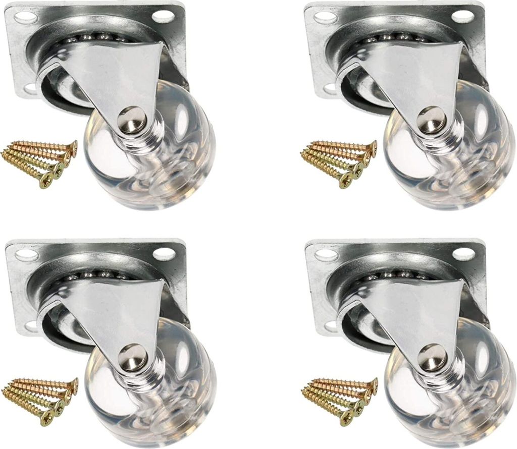 KOTARBAU 4er Set Transparente Möbelrollen Ø 35 mm für alle Bodenarten Lenkrollen Gummirollen Transportrollen Sofarollen Schieberollen Werkzeug...