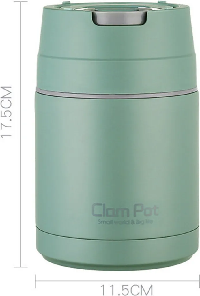Boîte à lunch thermique 800ml en inox vert - Mug isotherme repas chaud