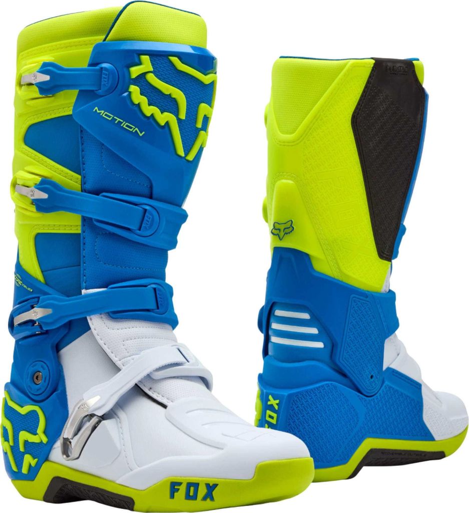 FOX Motion Motocross Stiefel, blau/gelb, 6