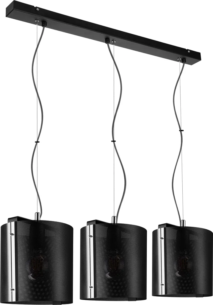 Suspension Moderne pour Îlot de Cuisine Kometa 3 Feux Noir et Chrome