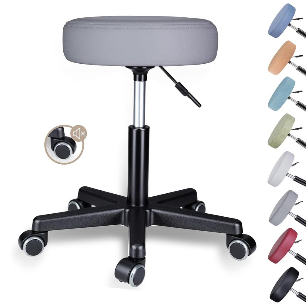Theo&Cleo Rollhocker höhenverstellbar Drehhocker mit Rollen Produktbild 
