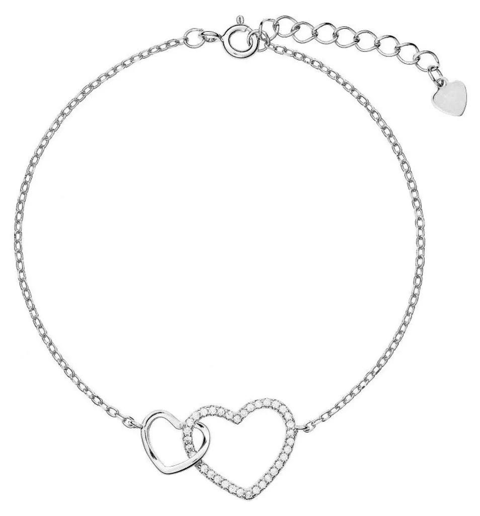 Gourmette femme en argent massif et maillons cœurs reliés design