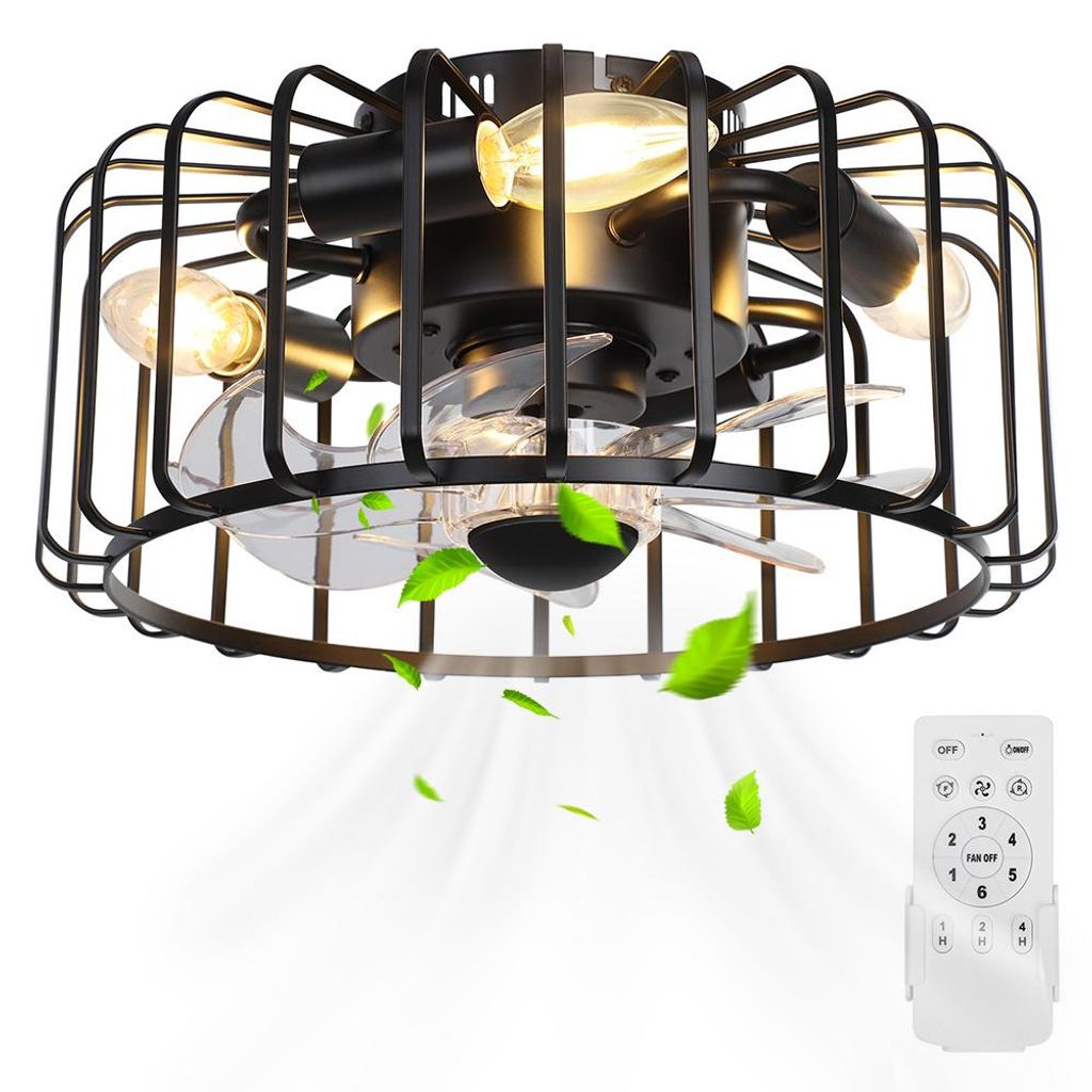 ventilatore da soffitto 28W 32cm nero con illuminazione e Immagine del prodotto 