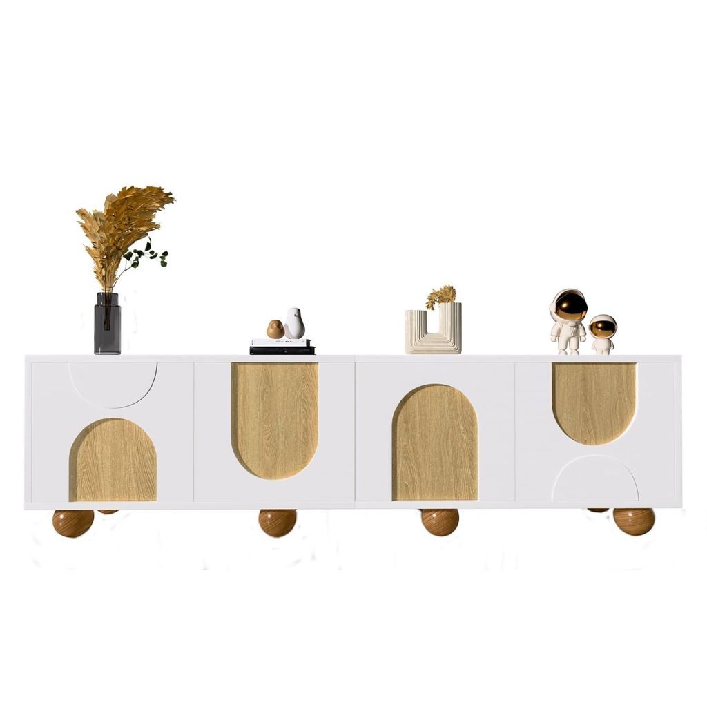 TV-Schrank mit vier Türen, TV-Ständer, TV-Paneel, niedriger TV-Ständer. Einzigartiges Design, Vintage-Holzmaserung. 175 x 38 x 50 cm (L x B x H)