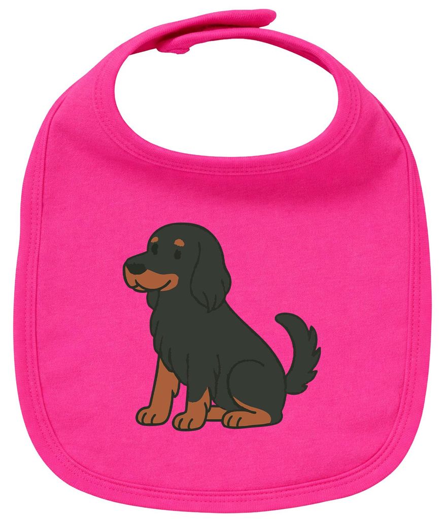 Huuraa Baby Lätzchen Gordon Setter Comic Gordi Cherry Pink Klettverschluss Baumwolle Latz Geschenkidee