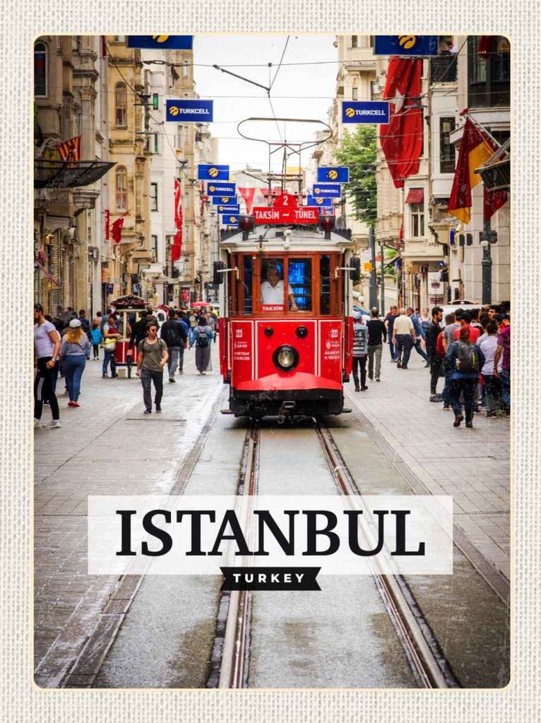 vianmo Holzschild 30x20 cm Istanbul Turkey Straßenbahn Reiseziel Bildmotiv Reisemotiv Abenteuer Reisen