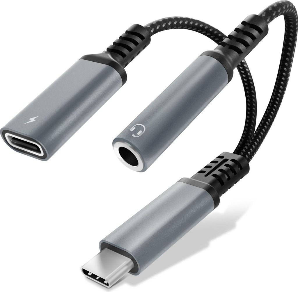 CELLONIC 2-in-1 Adapter USB-C Klinke, 3,5 mm Aux-Splitter Produktbild 