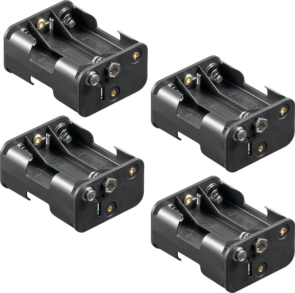 4x Batteriehalter für 6x AA Mignon Batterien 3x3 HR6 Akkuhalter Batteriegehäuse
