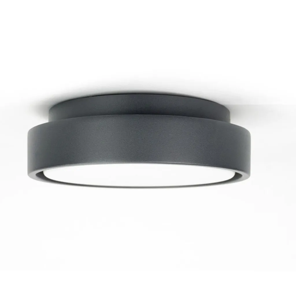 Solution éclairage extérieur IP65 : plafonnier LED 18W rond gris robuste