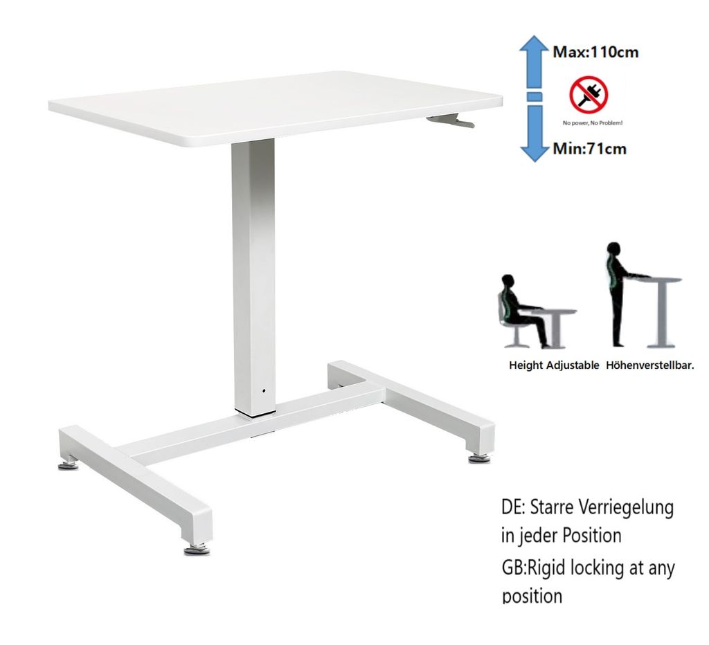 Sitz Steh Tischgestell weiß Arbeitstisch Schreibtisch Tisch höhenverstellbar 
