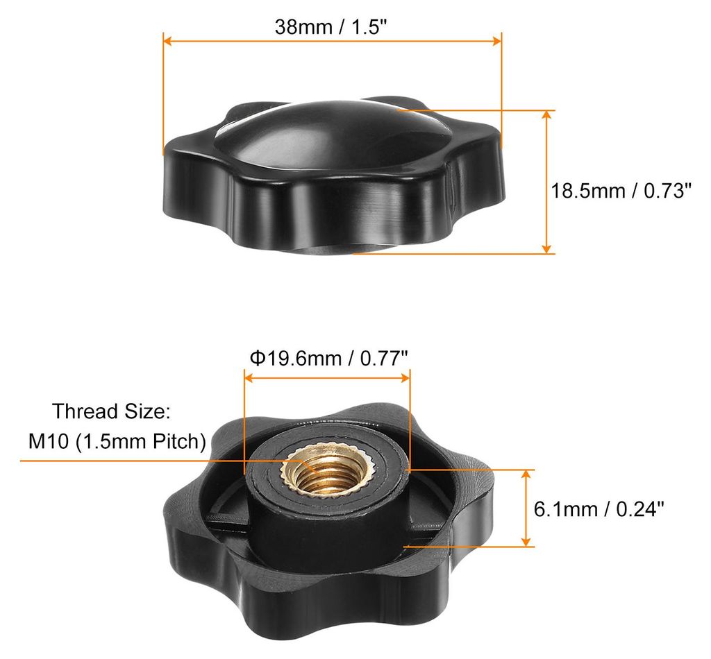10 Stš¹ck Sterngriffmutter M10 x 38mm Flš¹gelmuttern mit Gewinde, R?ndelmutter Handgriff Klemmmutter 38mm Spannknopf fš¹r Industrie Werkzeugm...