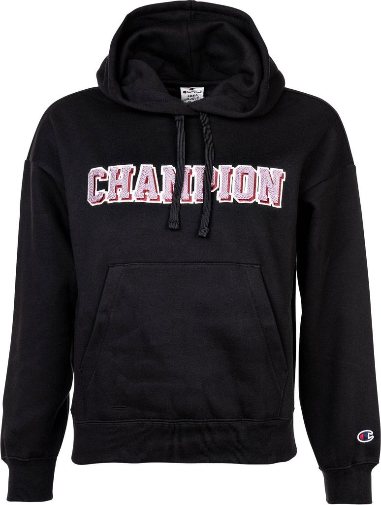 Champion Damen Sweatshirt - Hoodie, Kapuze, Kängurutasche, Logo, uni Schwarz S