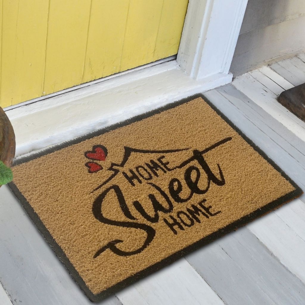 Moderner Schuhabstreifer mit liebevollem Design schwarz rot Größe - 45 x 75 cm