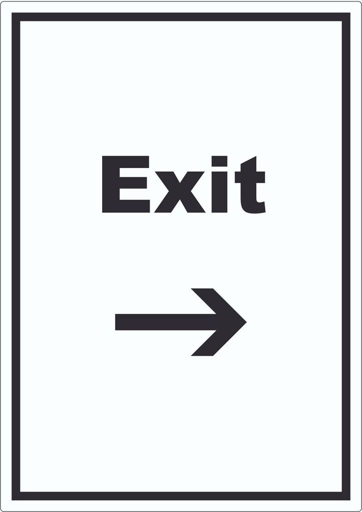 Exit Aufkleber mit Text und Richtungspfeil rechts Ausgang hochkant A6 (105x148mm)