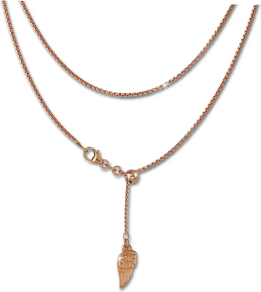 Collier Femme Aile d'Ange Argent 925 Doré Rose 45cm Chaine Gourmette