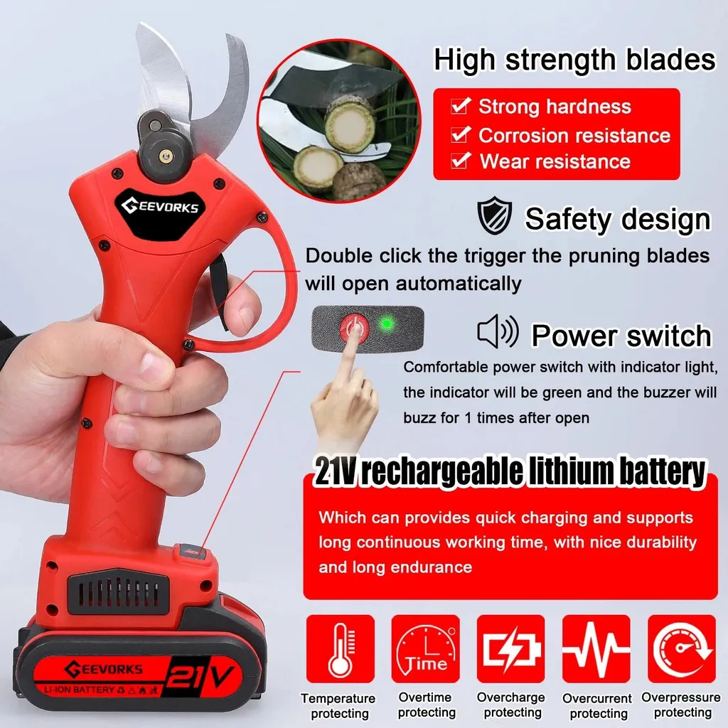 Mini tronçonneuse 21V ergonomique - Guide 15 cm pour élagage précis