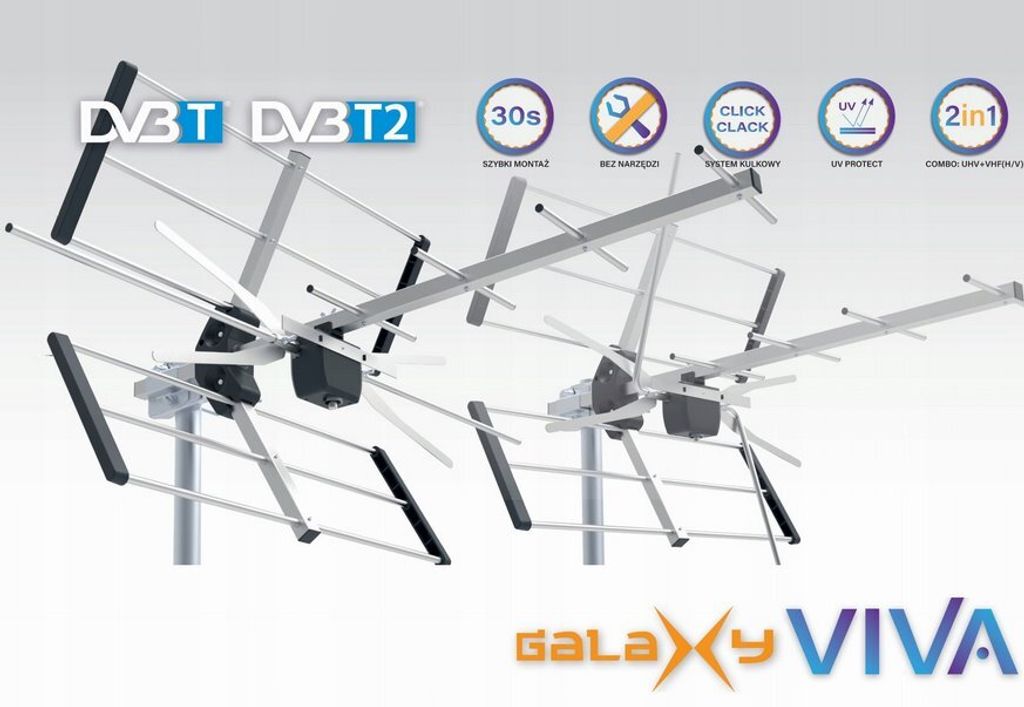 Antena DVB-T/T2 GALAXY VIVA LTE-700 Triple UHF 15dB, 5G Zdjęcie produktu 