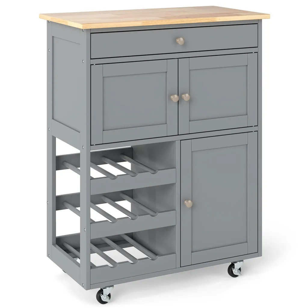 COSTWAY Carrello Servizio Grigio - Mobiletto Cucina Professionale