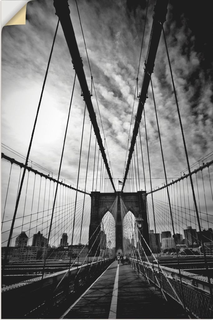 ARTland Wandbild, selbstklebend New York City Mächtige Brooklyn Bridge Größe: 80x120 cm