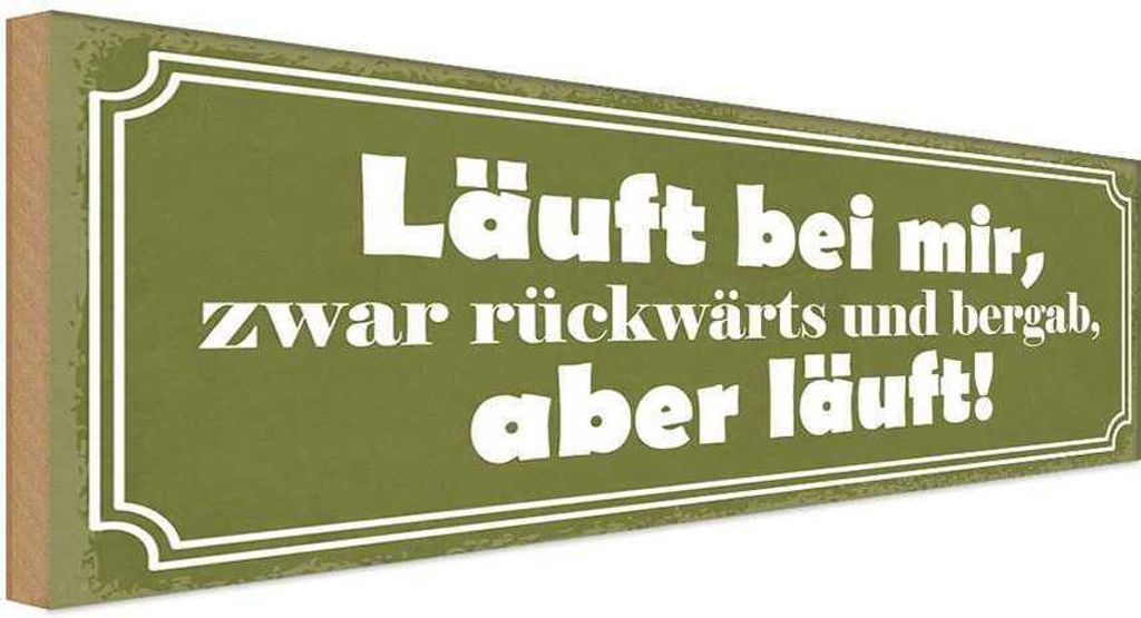 vianmo Holzschild 10x27 cm läuft rückwärts und bergab aber Spruch Zitat