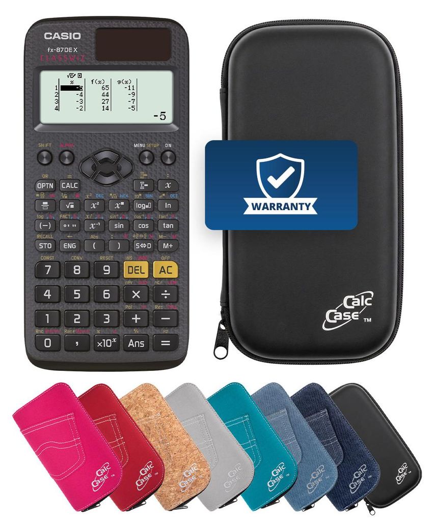 Casio FX-87 DE X Taschenrechner und Schutztasche schwarz