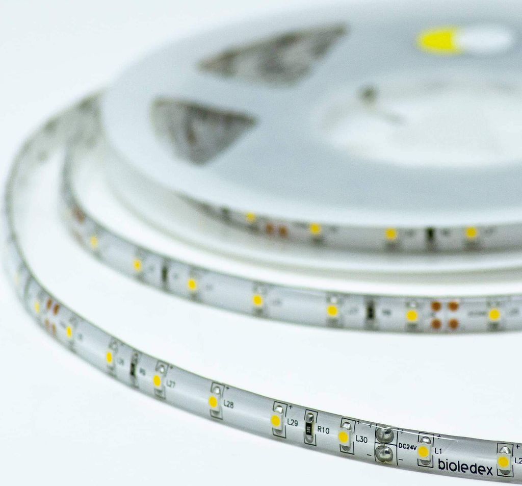 Bioledex LED Streifen 24V 5W/m 60LED/m 3300K IP65 5m Rolle warmweiss Flex-Band