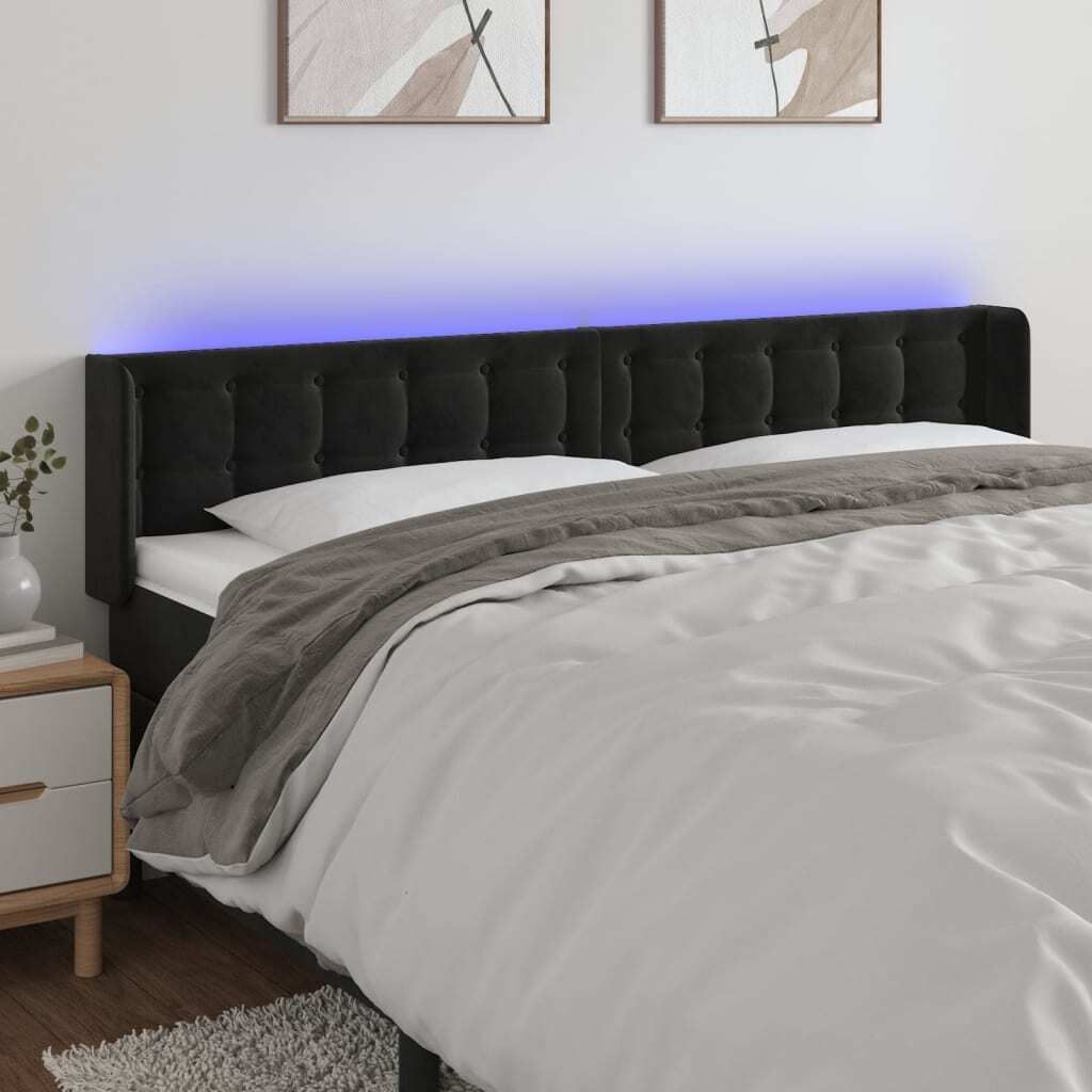 Maison Exclusive - LED Kopfteil Schwarz 203x16x78/88 cm Samt