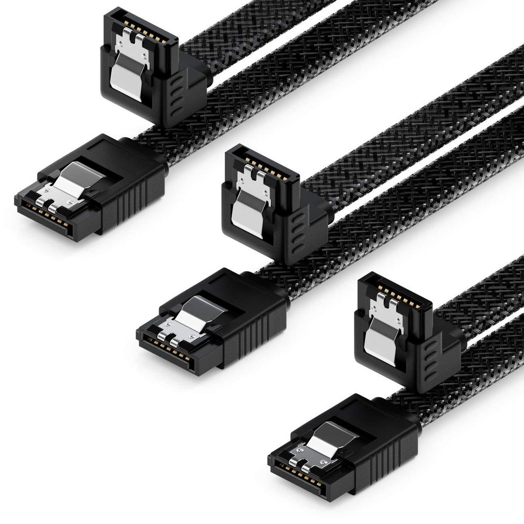 deleyCON SATA 3 Nylon Kabel Set 30cm 90° gewinkelt, 3 Stück Produktbild 