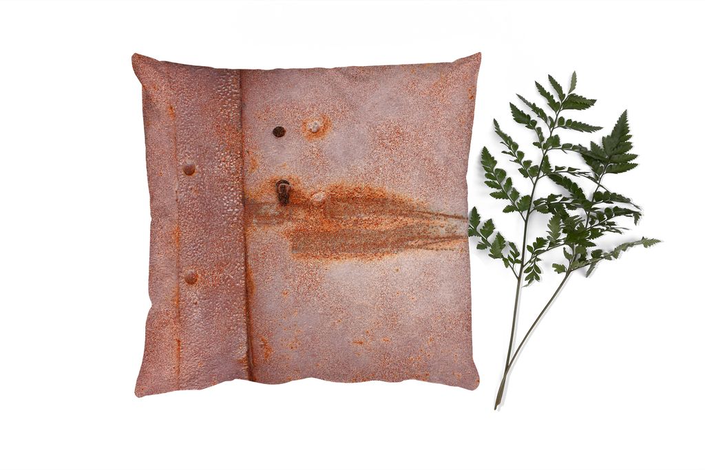 MuchoWow Zierkissen Sofakissen Wohnzimmer Dekokissen 40x40 cm Metall - Rost - Industrie - Foto Kissen - Schlafzimmer Dekoration