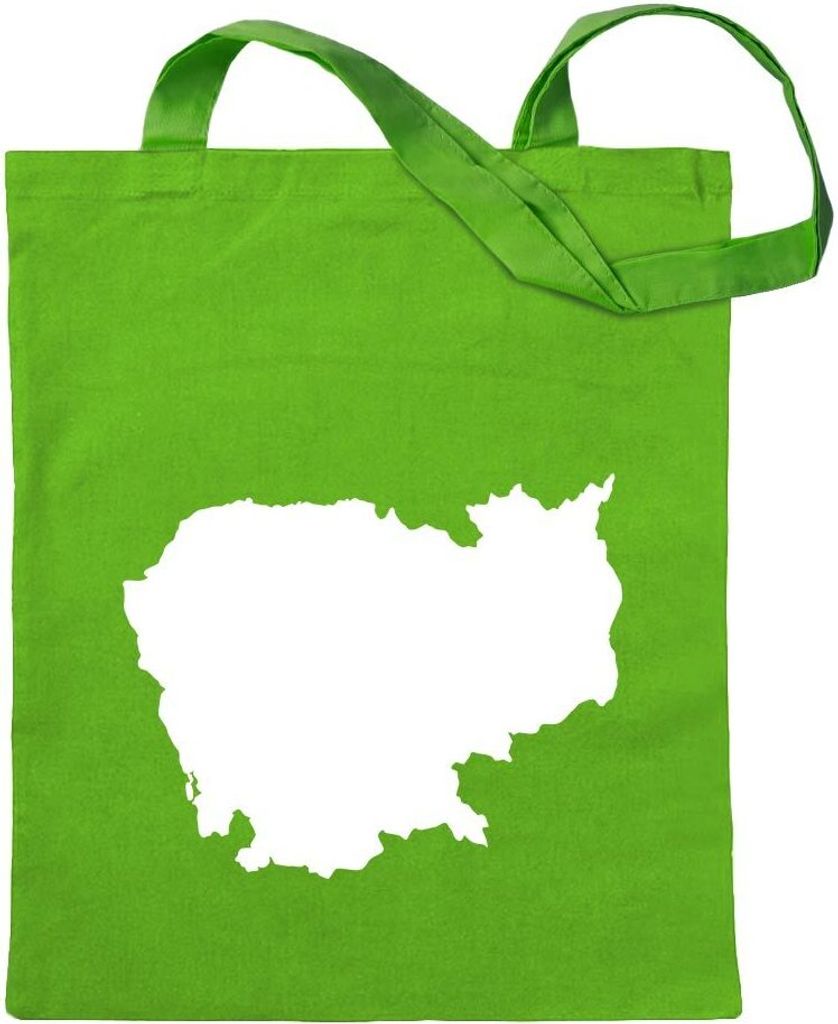 Kiwistar - Baumwolltasche - hellgrün - Kambodscha Umriss Kontur - Tragetasche Stoffbeutel Umhängetasche Langer Henkel