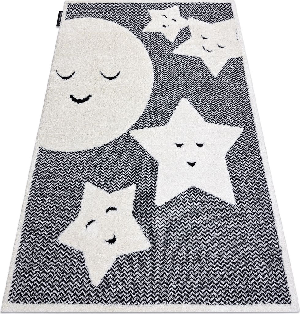 Moderner Kinderteppich JOY Moon Mond, für Kinder - strukturelle, zwei Ebenen aus Vlies grau / creme Grau 160x220 cm