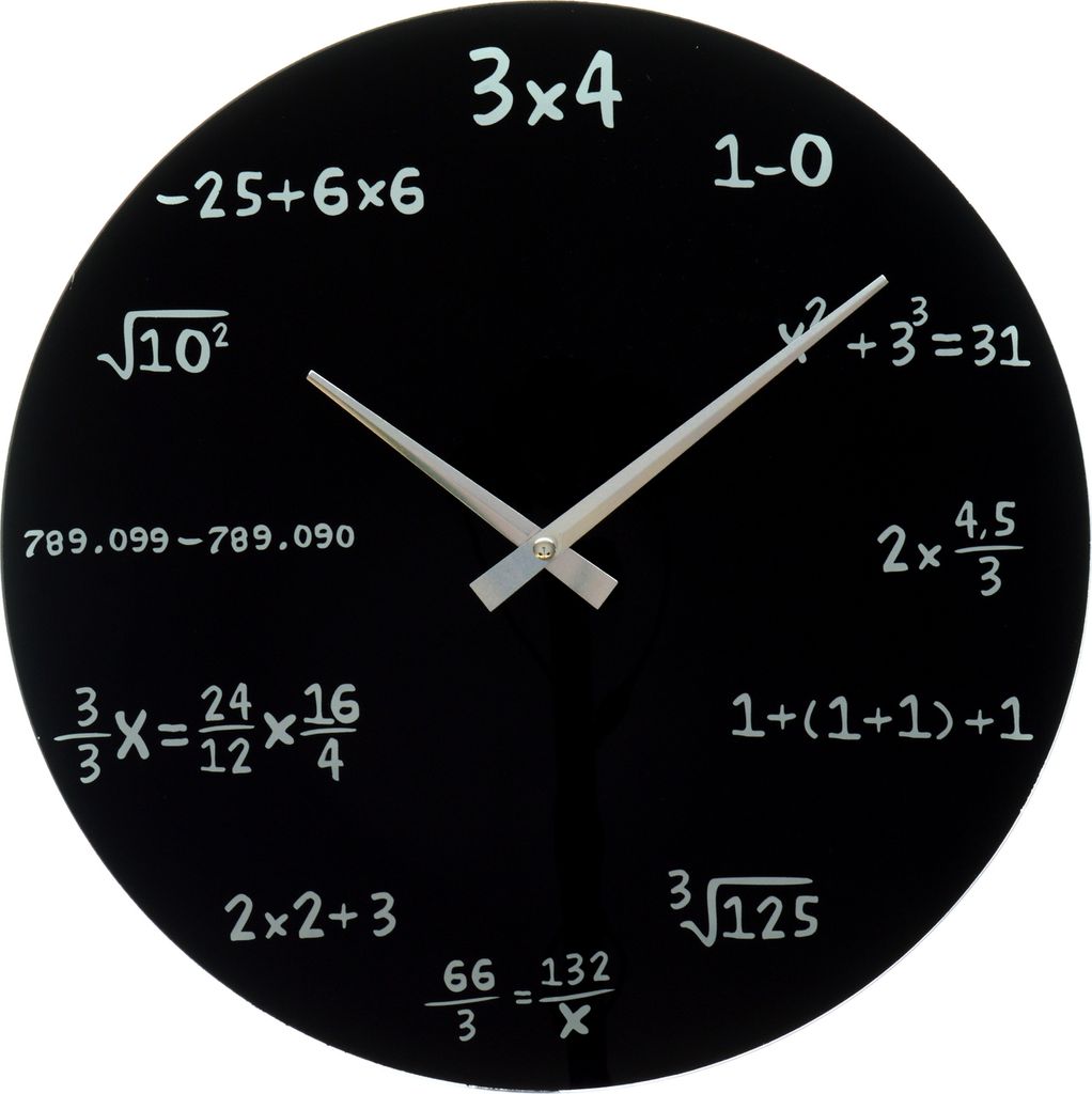 Mathe Wanduhr in schwarz Produktbild 