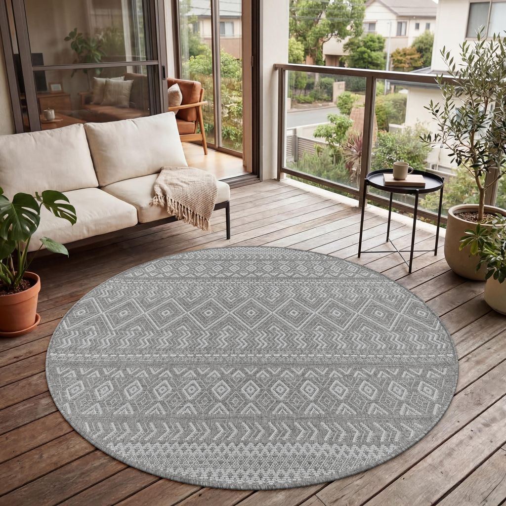 Outdoor Teppich Flachgewebe modern Boho Ethno wetterfest Produktbild 