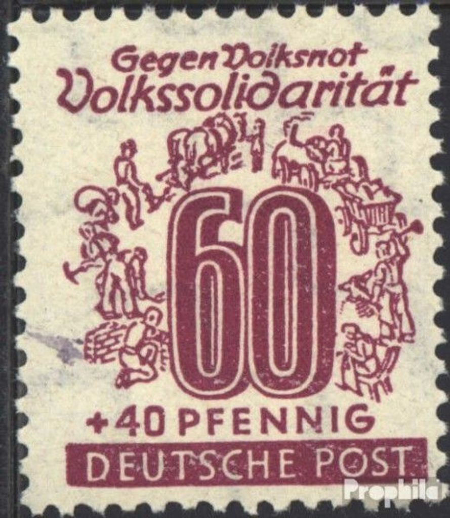 Briefmarken Sowjetische Zone (All.Bes.) 1946 Mi 149IV, oben rechts offenes O in POST postfrisch Volkssolidarität