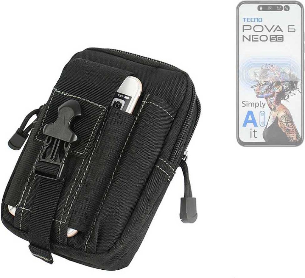 K-S-Trade Gürtel Tasche kompatibel mit Tecno Pova 6 Neo 5G Gürteltasche Holster Schutz Hülle Handy Hülle Smartphone outdoor Handy-Hülle schwarz
