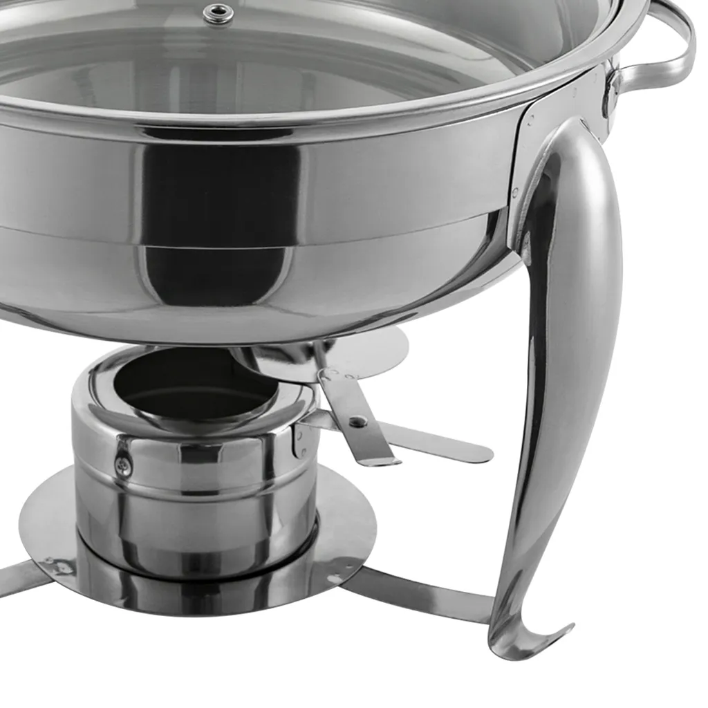 Chafing Dish en Acier Inoxydable Argent avec Couvercle de 4L - 8