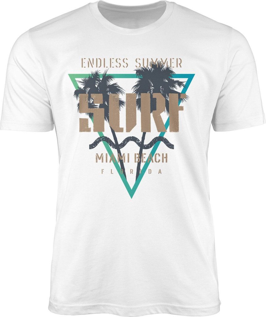 Herren T-Shirt Surf Bedruckt Endless Summer Florida USA Surfstyle Palmen Fashion Streetstyle Neverless weiß L