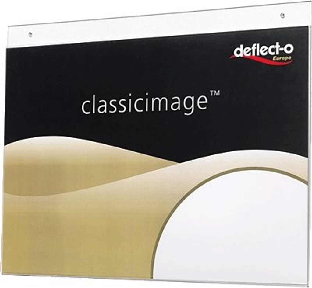 Deflecto Wandprospekthalter Classic Image, für DIN A4 quer, zur Wandmontage, transparent