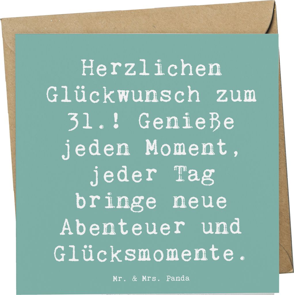 Mr. & Mrs. Panda Grußkarte Spruch 31. Geburtstag - Meeresbrise - Geschenk, Geburtstagsgeschenk, faltkarte, personalisierte Geschenke, Vorfreude, n...