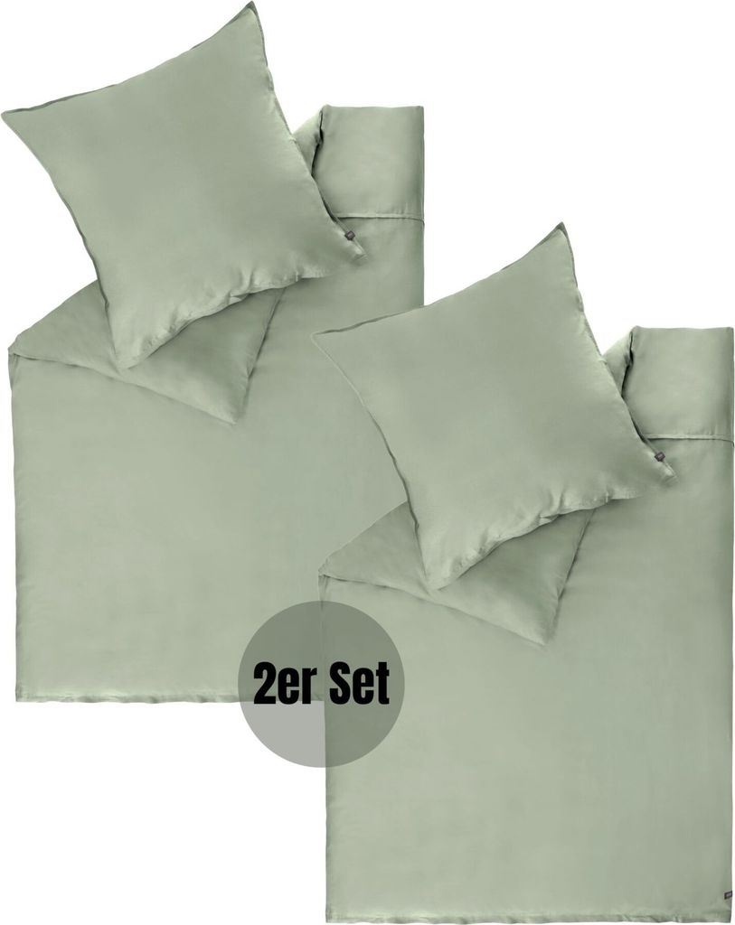 SCHÖNER WOHNEN-Kollektion Satin Bettwäsche PLAIN Grün 140 x 200 cm - 2er Set