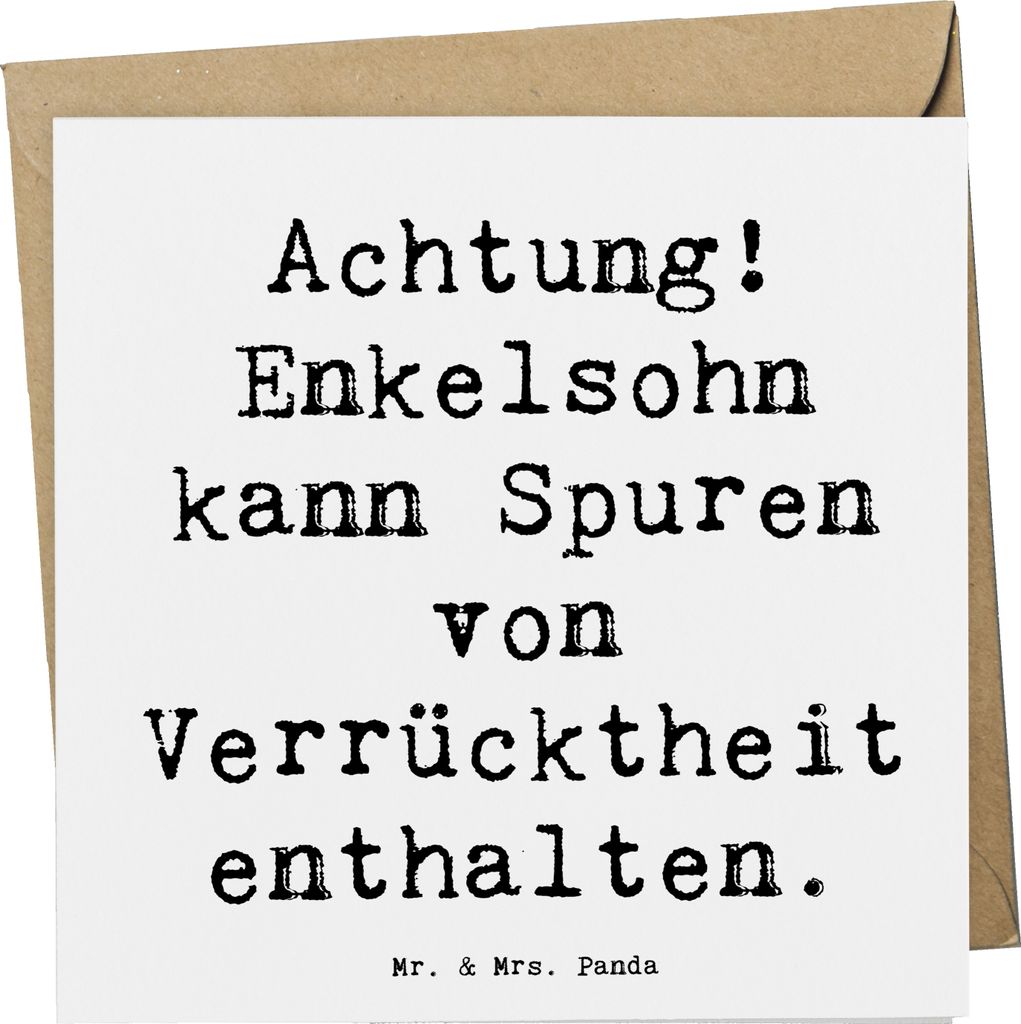 Mr. & Mrs. Panda Grußkarte Spruch Enkelsohn Verrücktheit - Weiß - Geschenk, doppelkarte, Klappkarte, faltkarte, Geschenke, Weihnachten, Unterhal...