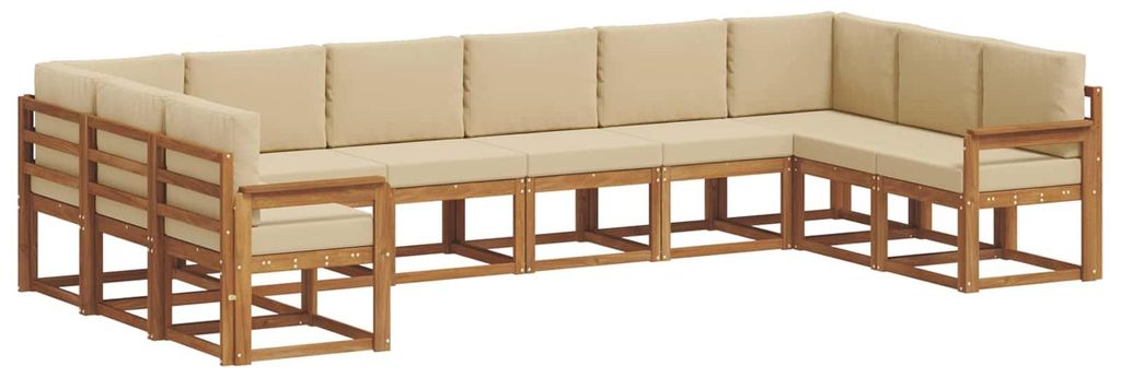 vidaXL Outdoor-Sofagarnitur mit Kissen 10 pcs Natur und Beige