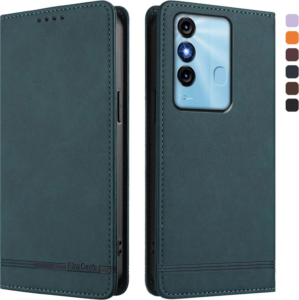 Hülle für itel P38/itel S17/itel Vision 3, Retro Kunstleder Ständer Klapphülle mit Kartenfächer und Magnetische Grün