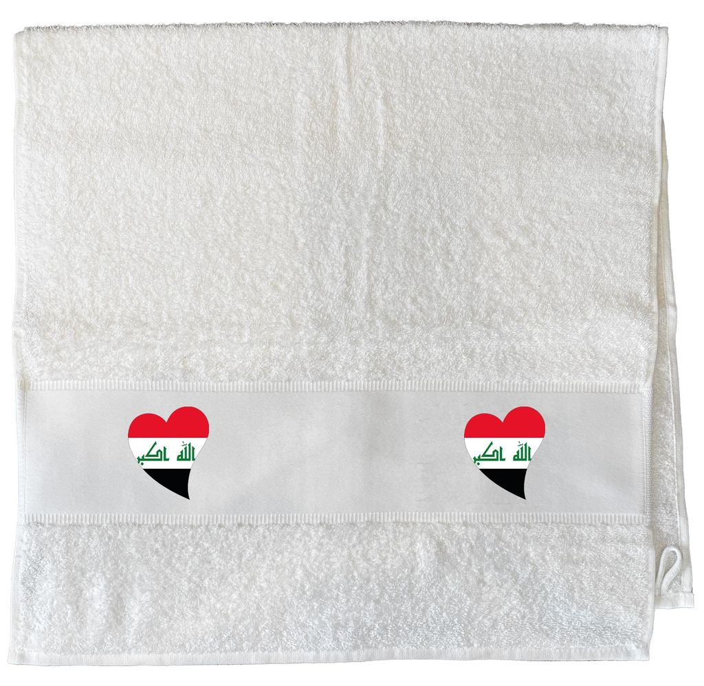 Huuraa Handtuch Irak Flagge Herz 50x100cm White Baumwolle Handtuch Geschenkidee